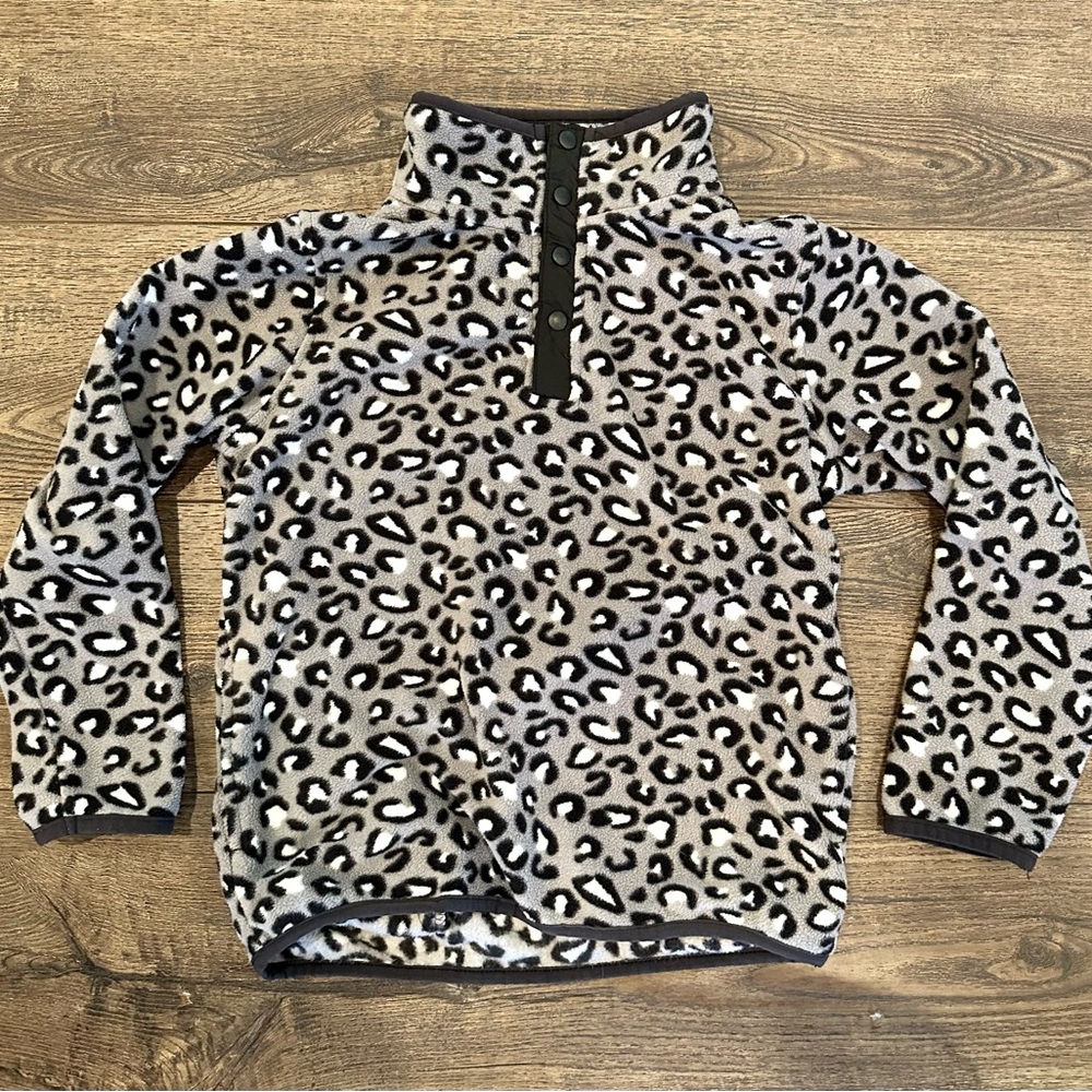 Girls fleece leopard sweater